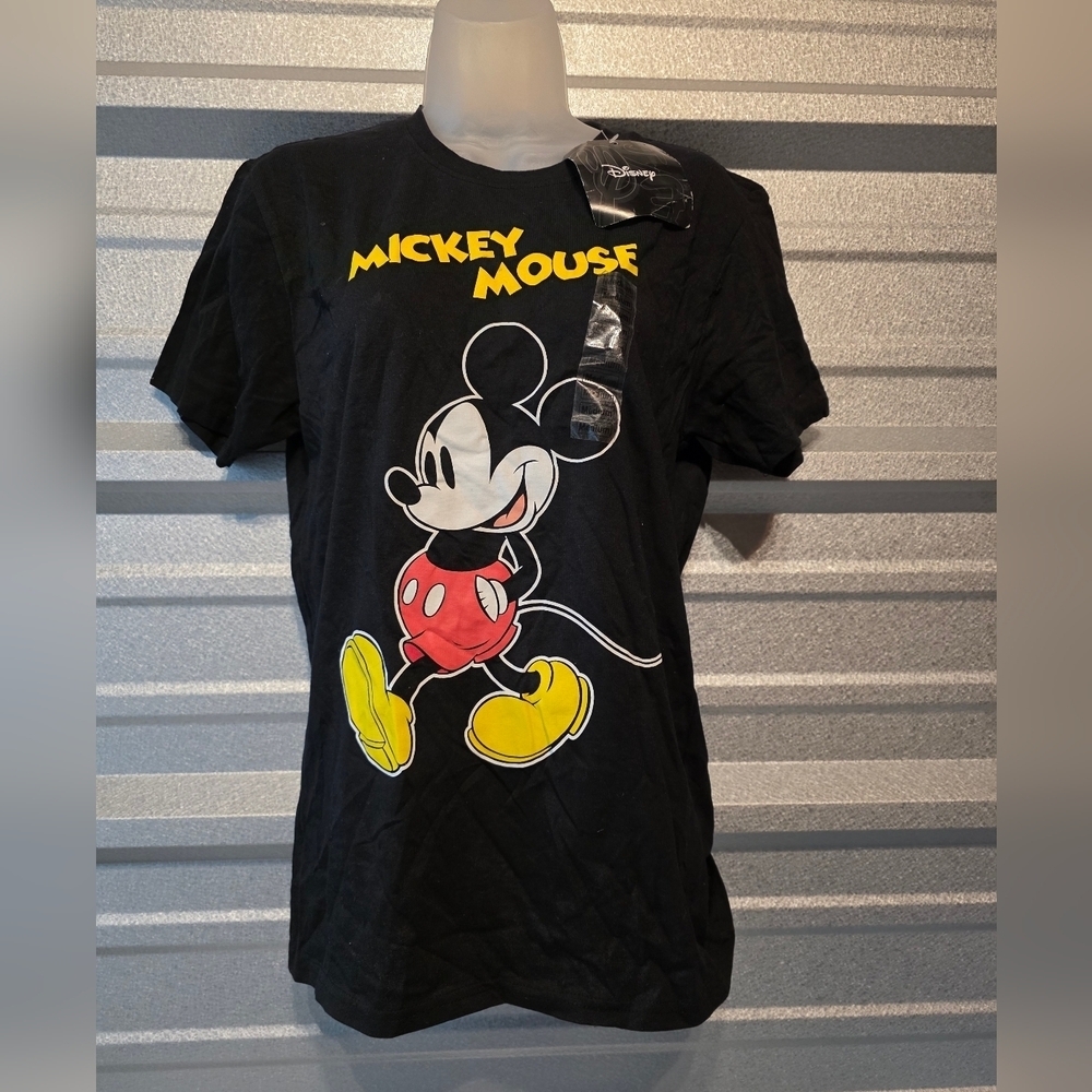 Disney Mickey Mouse Black Tee with Red and Yellow Accents